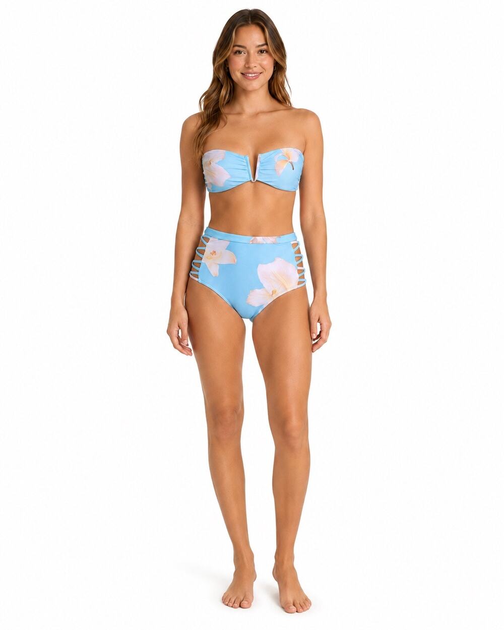 6 SHORE ROAD Floral Halter Bandeau Bikini Top